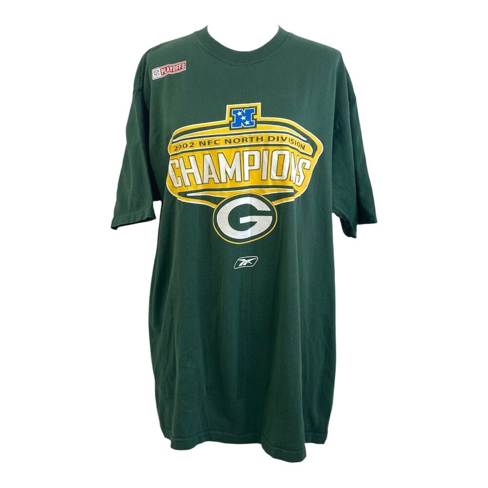 Reebok Green Bay Packers 2002 NFC Champions Shirt Mens Large Green Short Sleeve